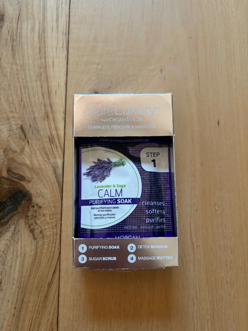 NEW Morgan Taylor BareLuxury Lavender Sage 4-Step Pedicure Manicure Kit